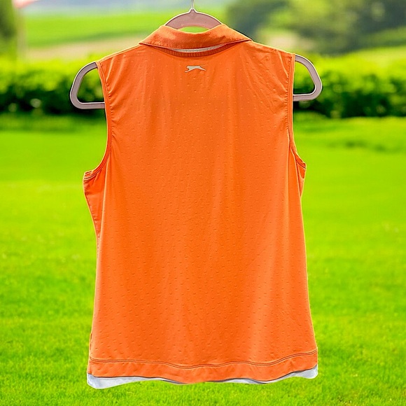 Slazenger Women’s Orange Sleeveless Golf Tennis Polo Shirt Med Athletic Top EUC! - Picture 4 of 4
